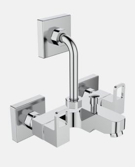 Wall Mixer with Overhead Shower Arrangement And 150mm Long Bend Pipe And Wall Flange