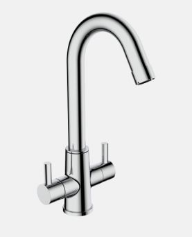 Centre Hole Sink / Basin Mixer with Swinging Spout And 450mm Braided Hose