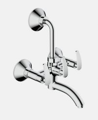 Wall Mixer with Overhead Shower Arrangement And 150mm Long Bend Pipe And Wall Flange